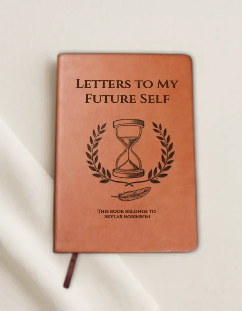 Personalized terracotta time capsule notebook with hourglass design