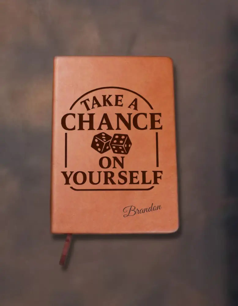 Brown leatherette journal with bookmark for self-belief notebook and personalized gifts