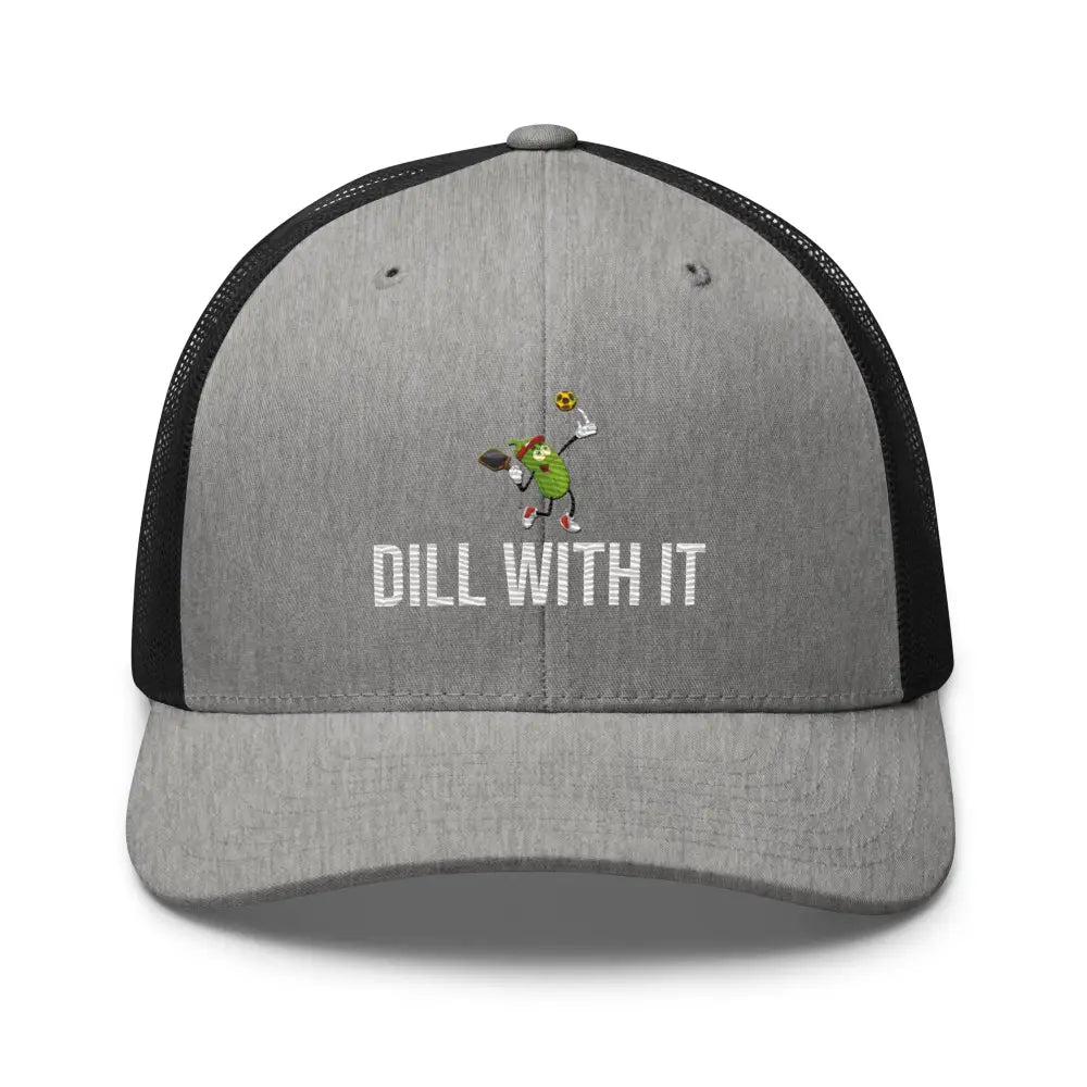 Trini Skies pickleball embroidered trucker hat with pickle graphic