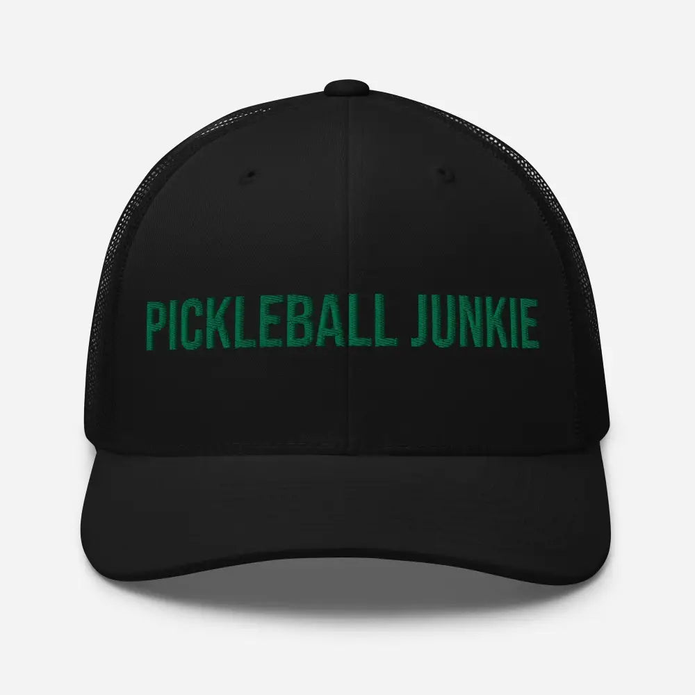 Black Trini Skies pickleball junkie embroidered corduroy cap with green embroidery