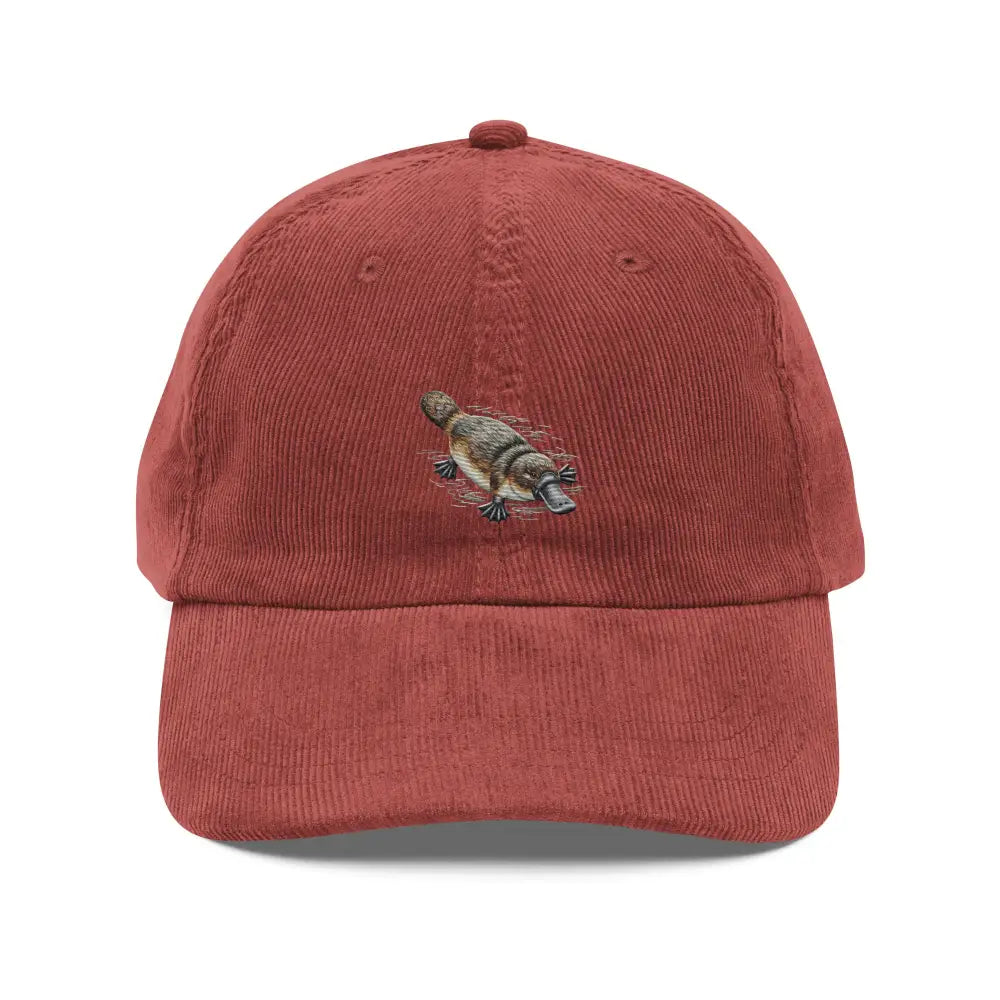 Platypus embroidered corduroy hat with unique animal design