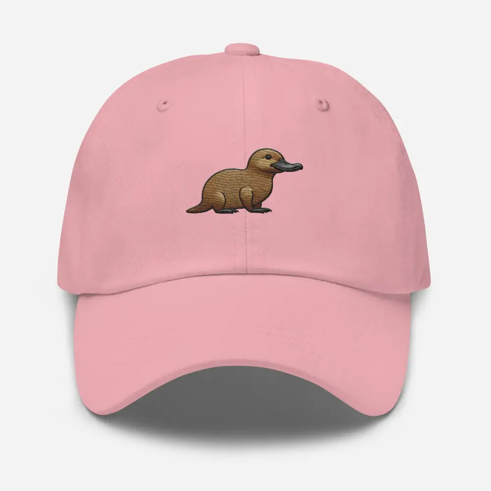 Light pink platypus dad hat with embroidered platypus