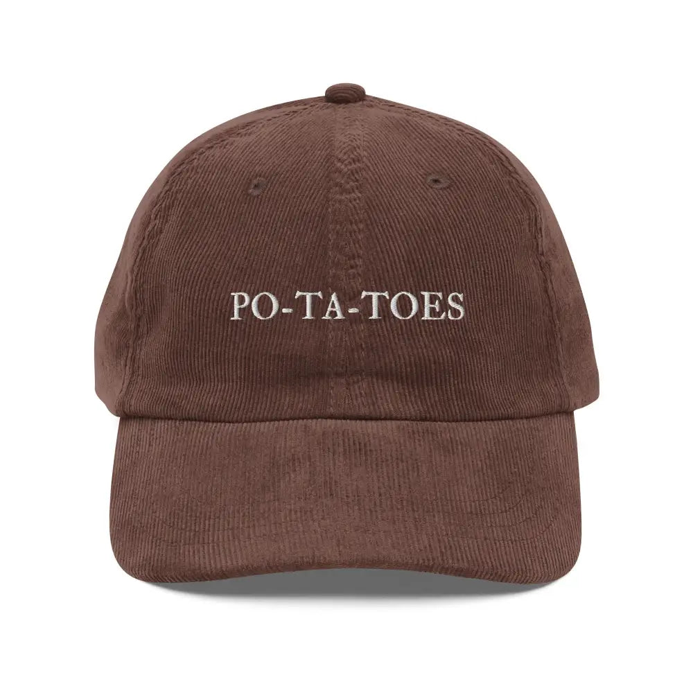 Brown PO-TA-TOES embroidered vintage corduroy cap by Trini Skies