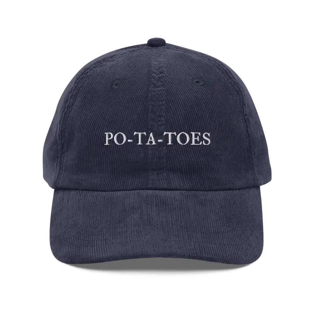 Navy blue vintage corduroy cap with Po-ta-toes embroidery