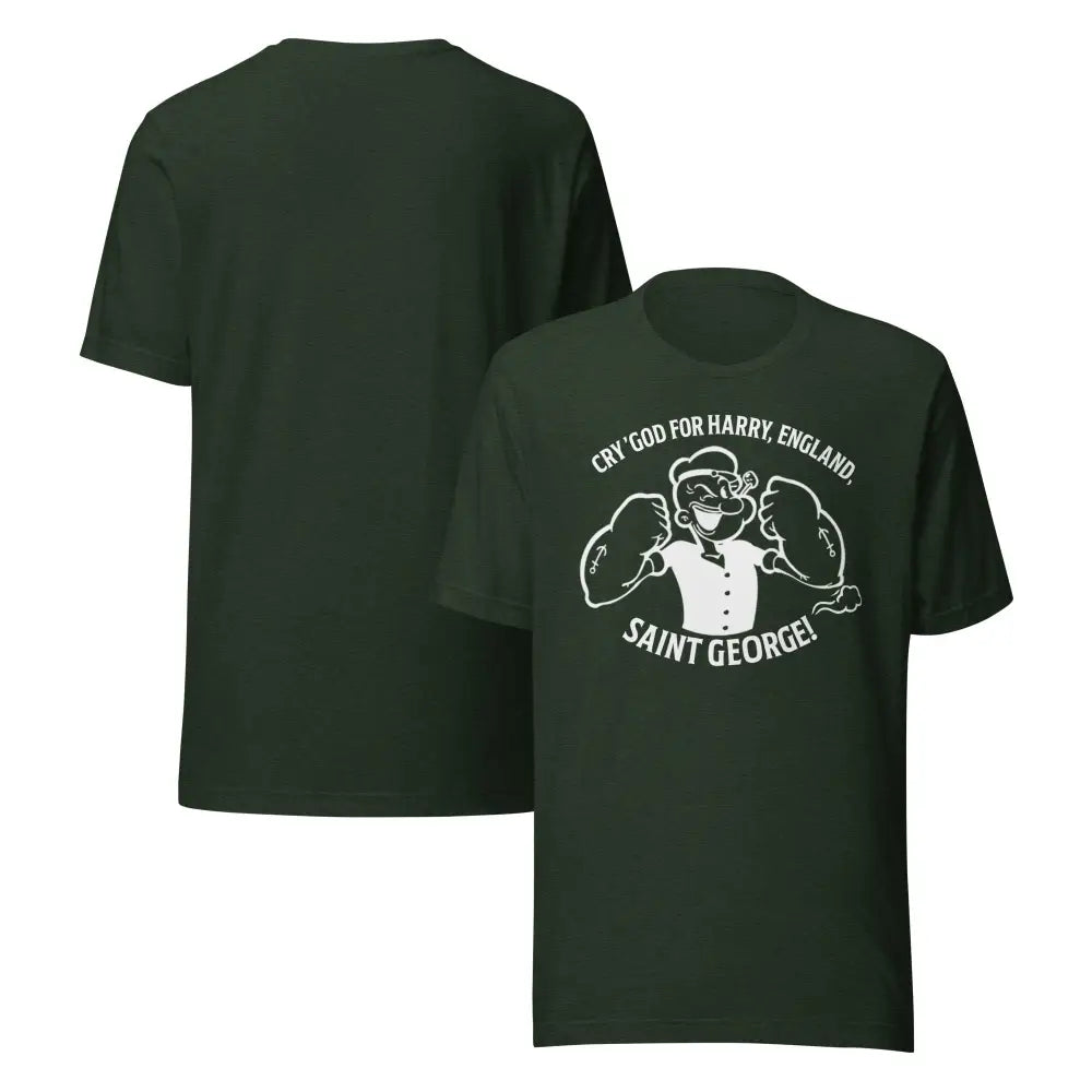 Dark green Popeye Saint George graphic tee cartoon shirt