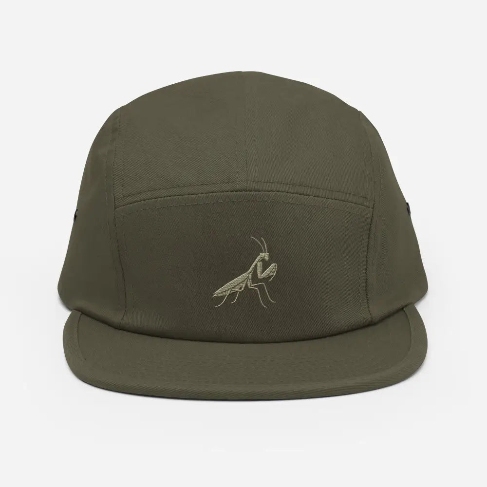 Olive green praying mantis embroidered Trini Skies Supply corduroy cap