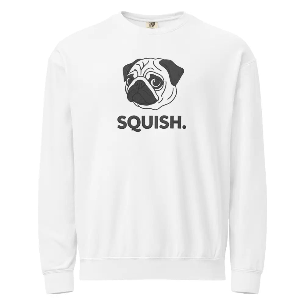 White pug face squish pug sweatshirt for minimalist dog lover crewneck