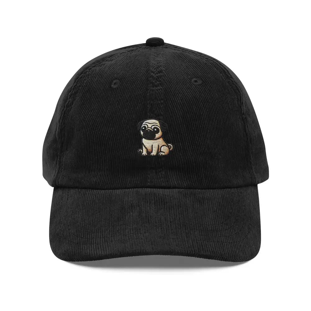 Pug embroidered vintage corduroy baseball cap for dog lovers