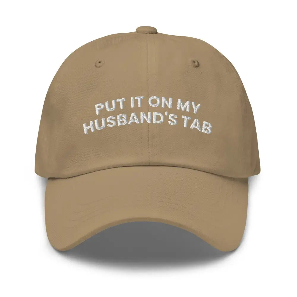 Trini Skies embroidered corduroy cap in tan with white text