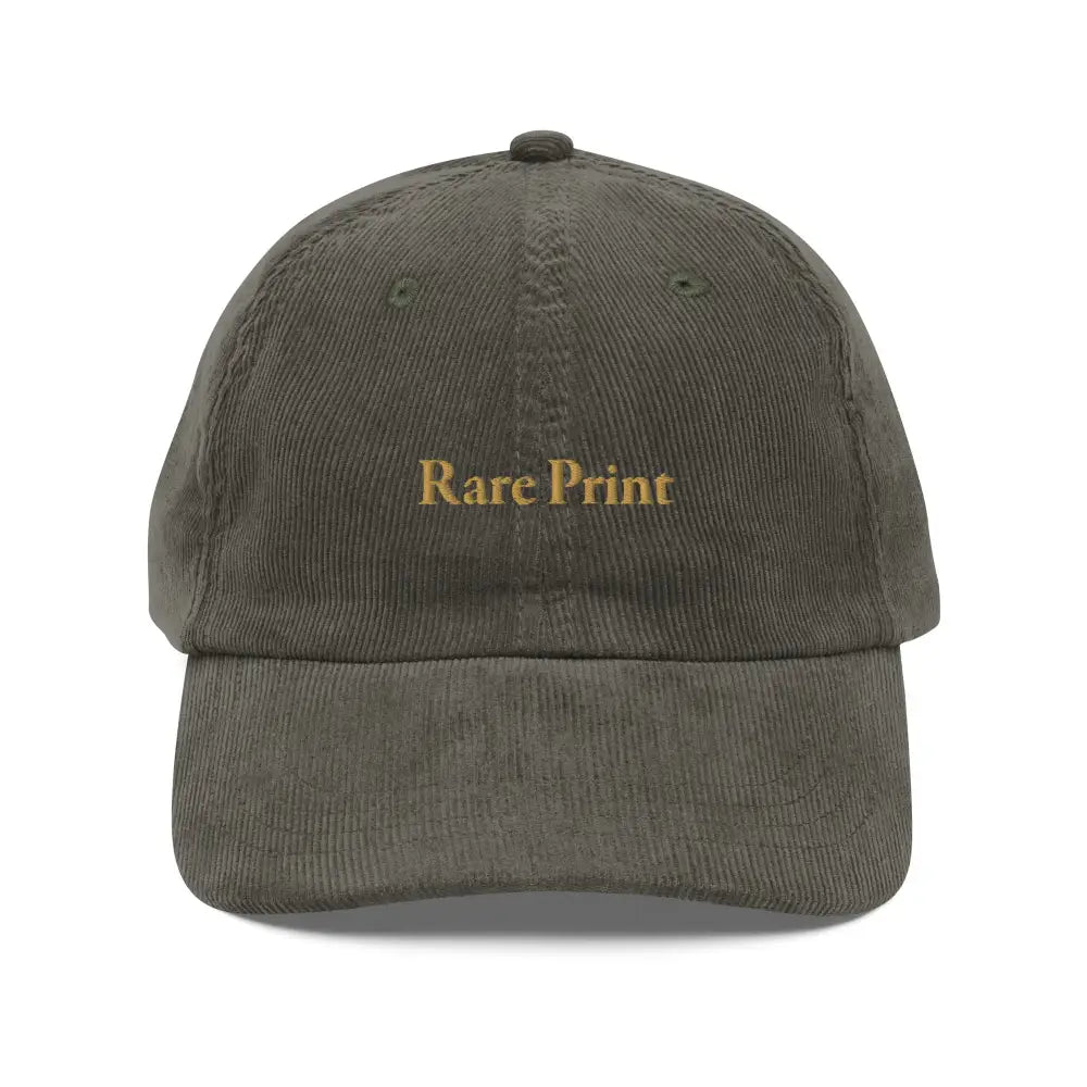 Trini Skies rare print embroidered vintage corduroy cap in olive green