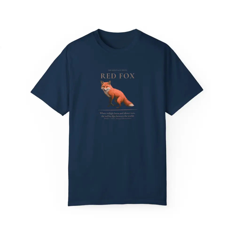 Dark blue Red Fox Heritage Wilderness Graphic Tee with red fox graphic