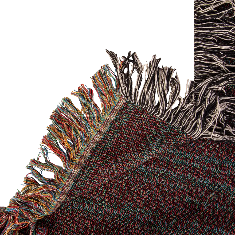 Red panda woven cotton woodland throw blanket in red, green, black