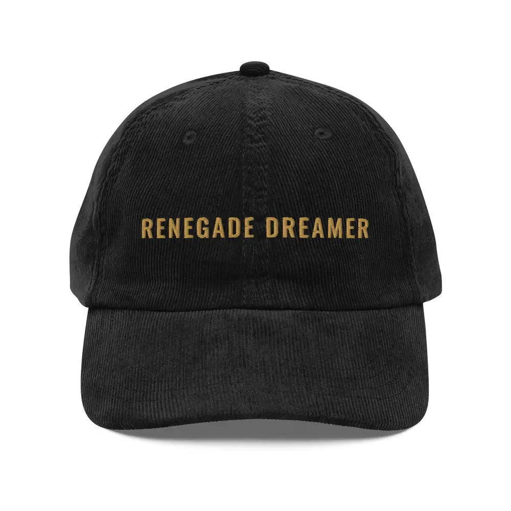 Black Renegade Dreamer vintage corduroy cap by Trini Skies