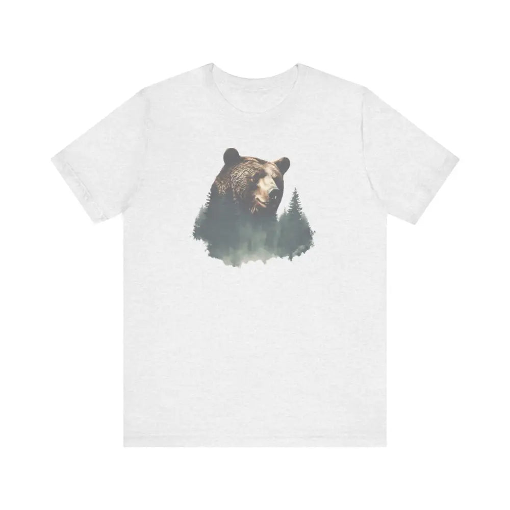 White Bear Life Mountain Escape graphic tee with misty forest bear head
