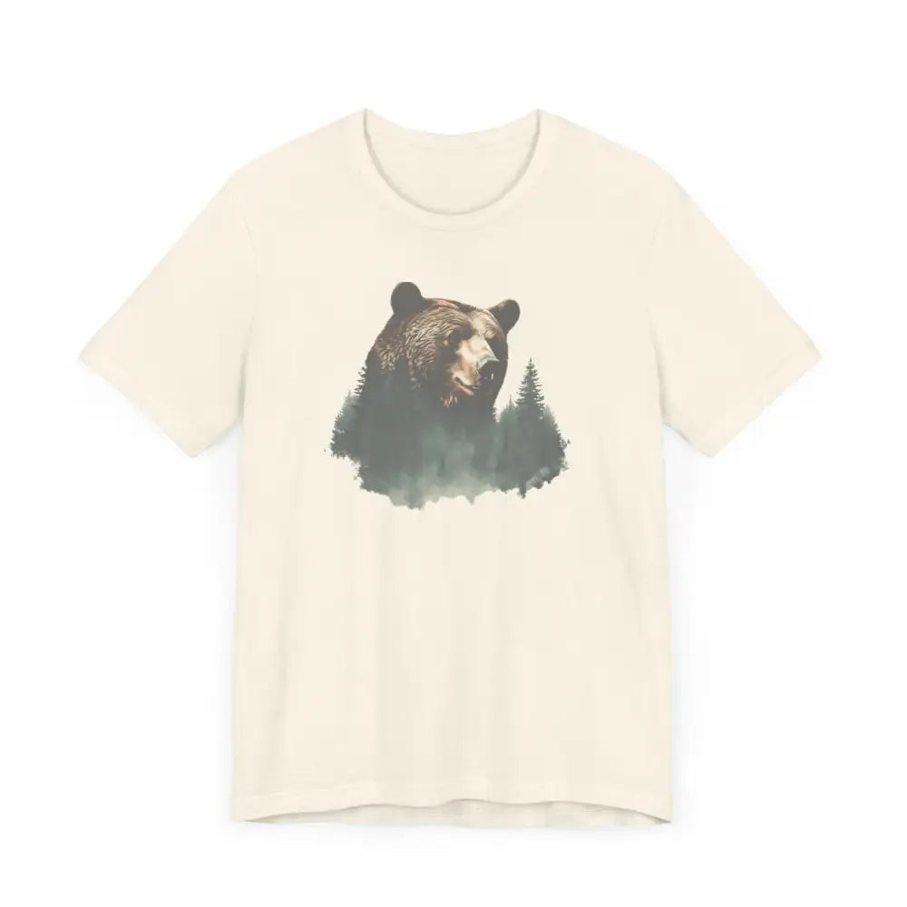 Bear Life Mountain Escape graphic tee with cream bear and pine tree print