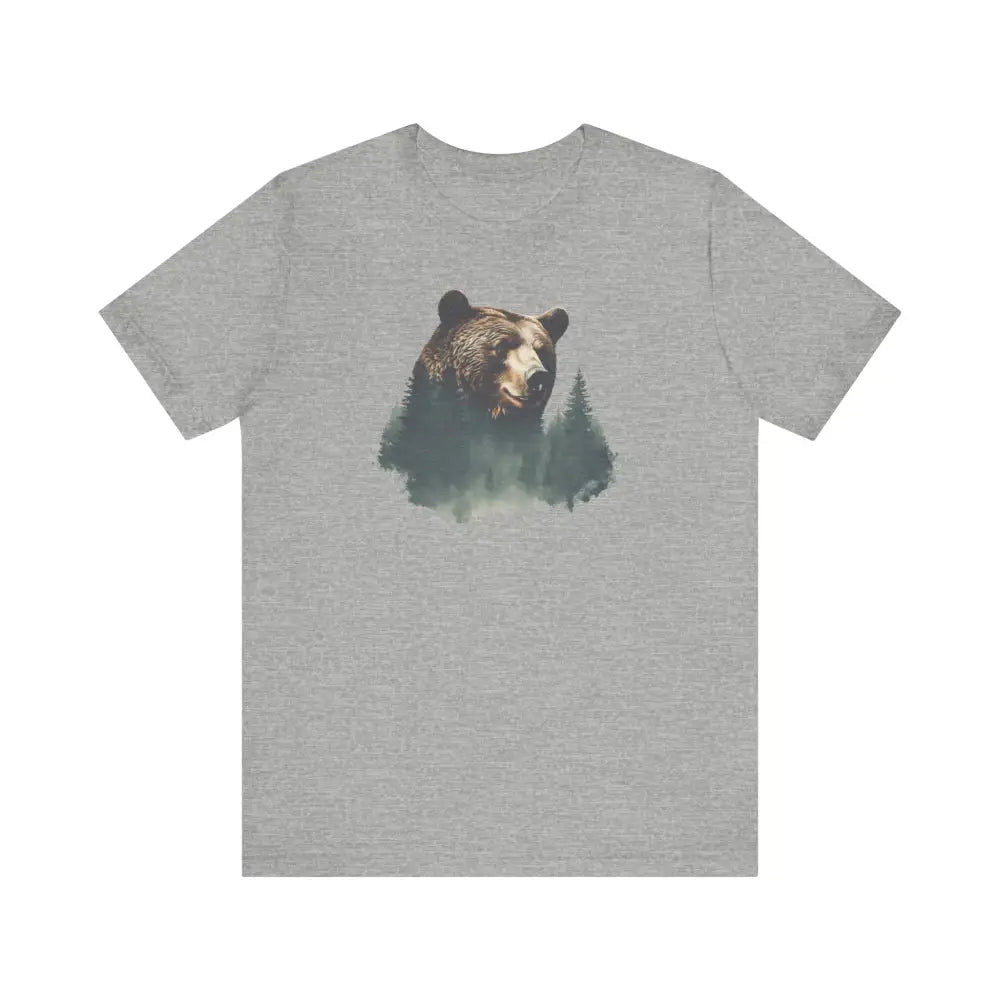 Light gray Bear Life Mountain unisex jersey tee with bear graphic