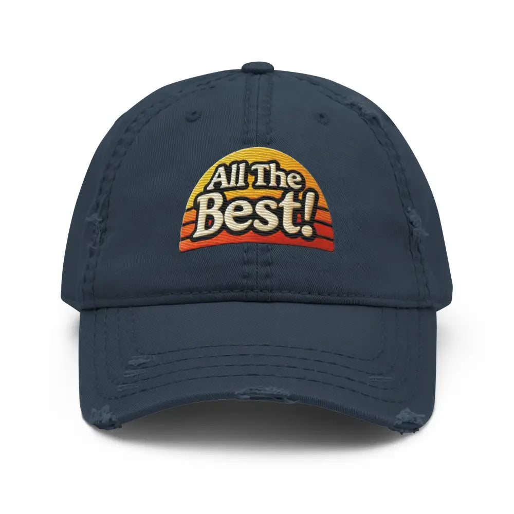 Distressed navy blue Trini Skies embroidered dad hat