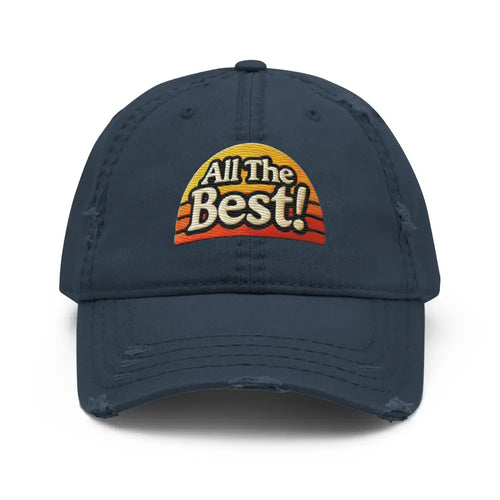 Distressed navy blue Trini Skies embroidered dad hat