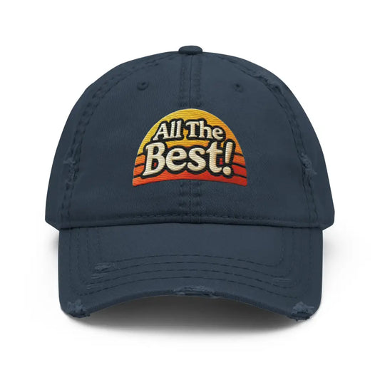 Retro All the Best Distressed Dad Hat - Navy - distressed navy blue baseball cap 1