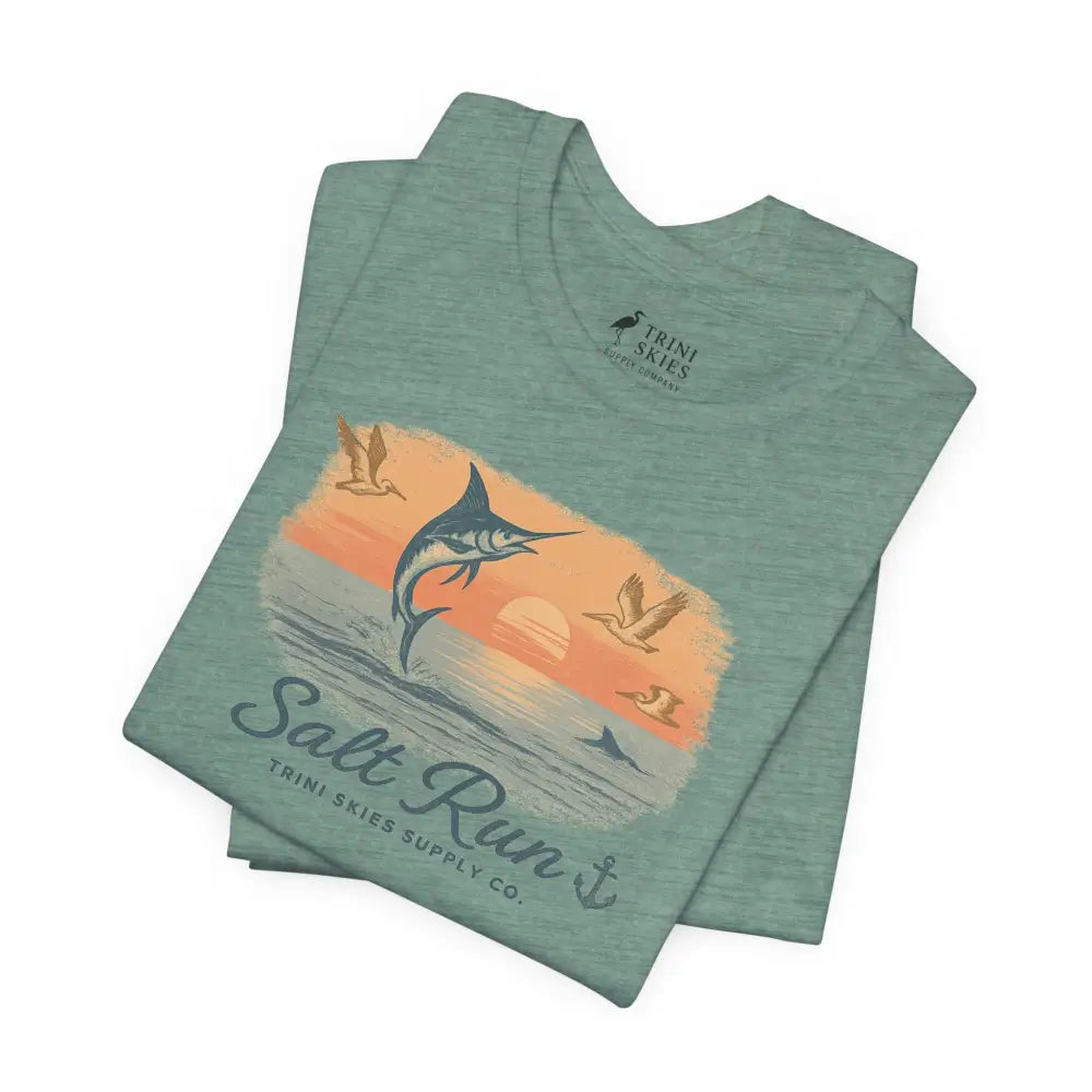 Light green Salt Run Legacy Marlin graphic tee by Bella+Canvas