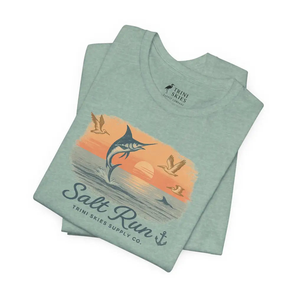 Salt Run Legacy Marlin graphic tee in Bella+Canvas light blue