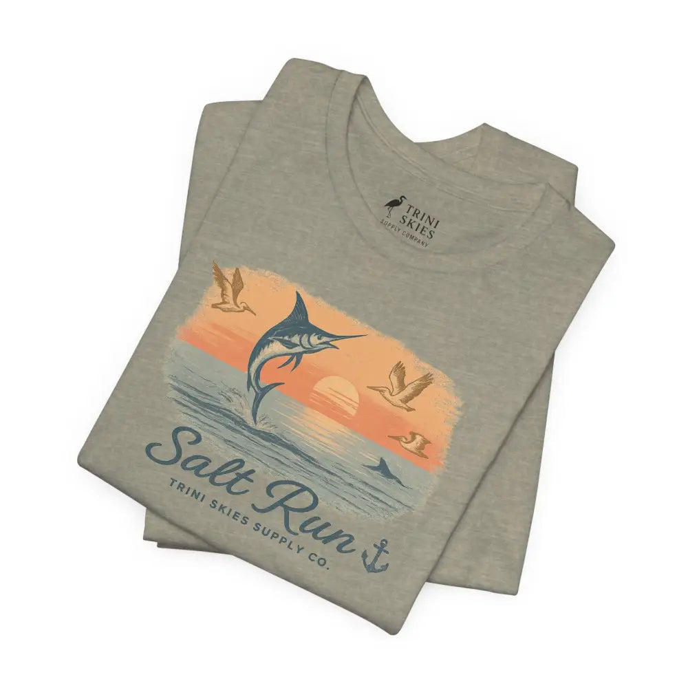 Salt Run Legacy Marlin Graphic Tee in Bella+Canvas light grey