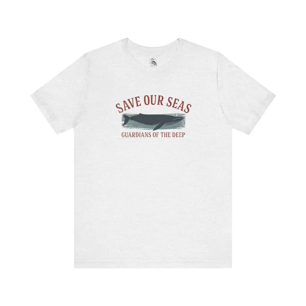 Trini Skies Save Our Seas whale graphic tee with classic crew neckline