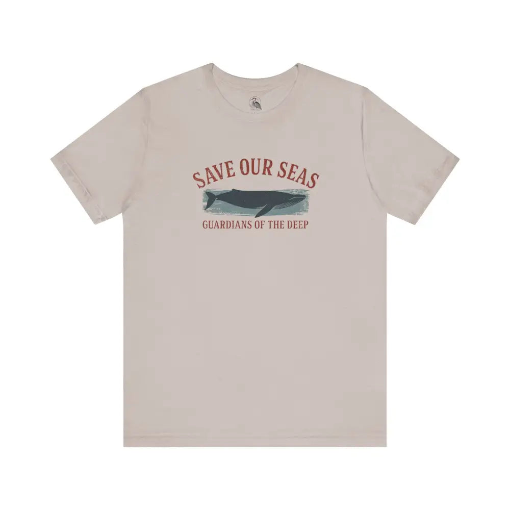 Trini Skies Save Our Seas whale graphic tee in light beige
