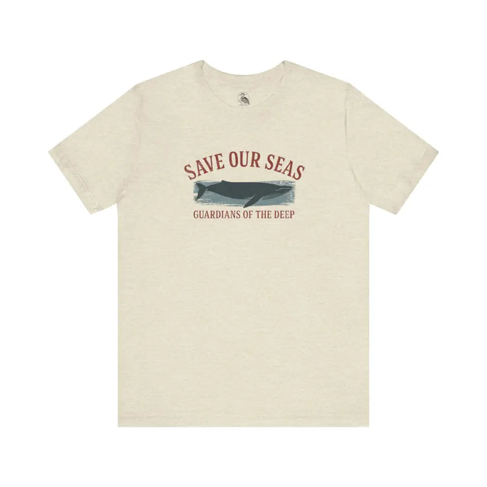 Cream-colored Trini Skies Save Our Seas whale graphic tee