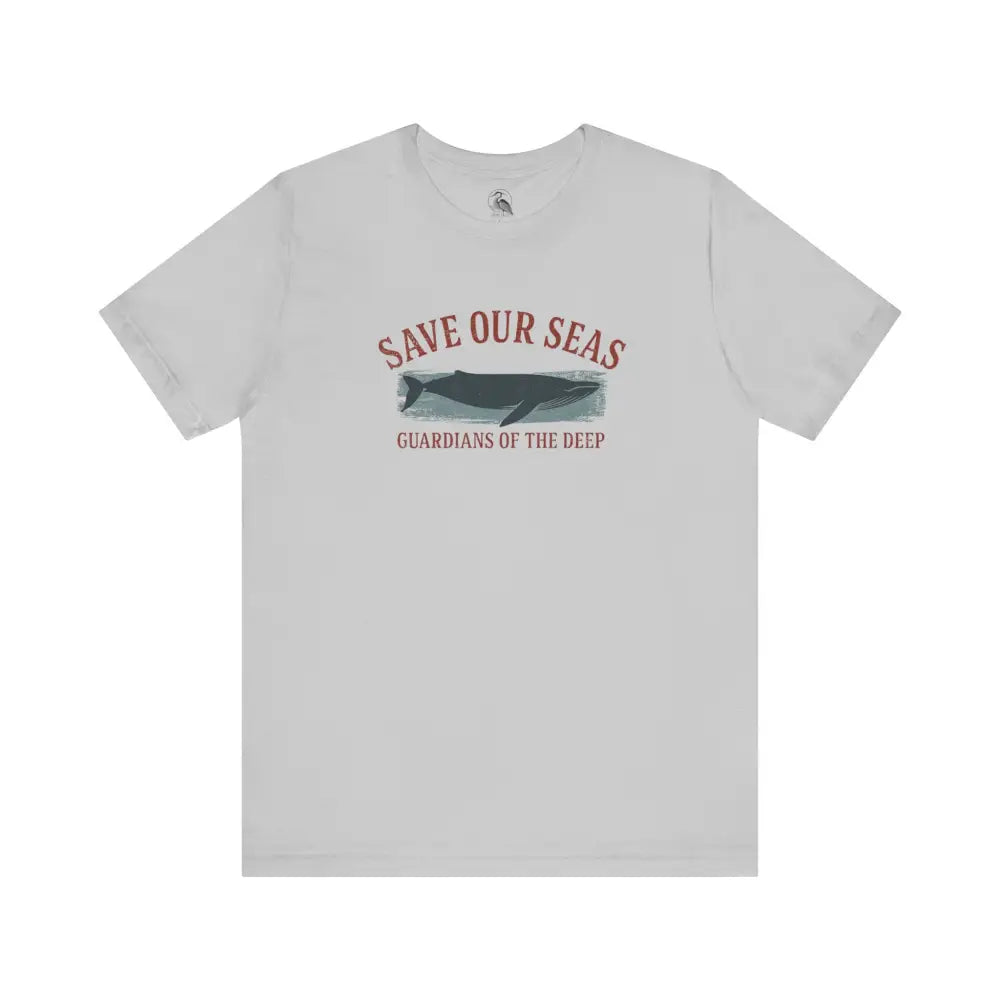 Light gray Trini Skies classic crew neck tee with Save Our Seas whale graphic