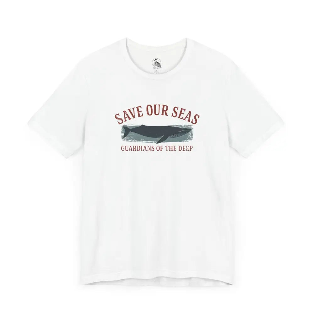 White Trini Skies Save Our Seas whale graphic tee