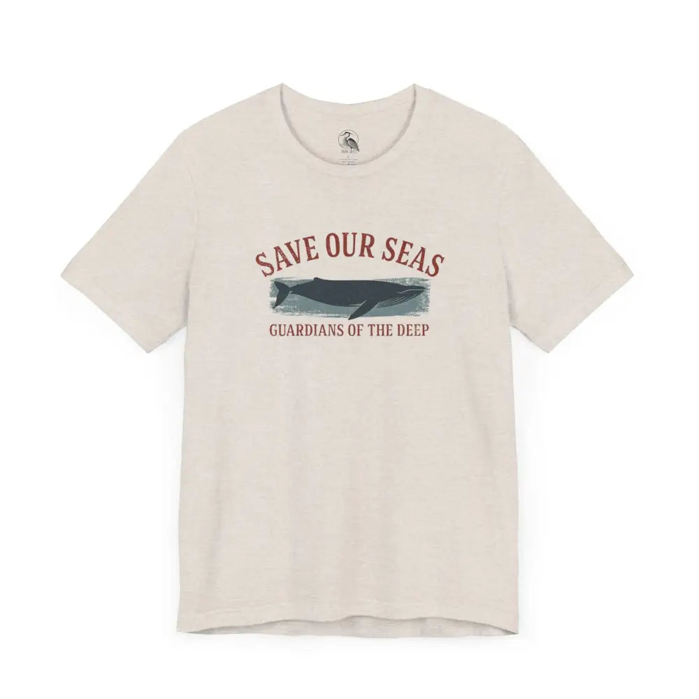 Trini Skies light beige classic crew neck whale graphic tee