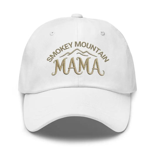 Smokey Mountain Mama Embroidered Dad Hat - Trendy Outdoors Inspired Style - Hats white baseball cap smokey mountain 1