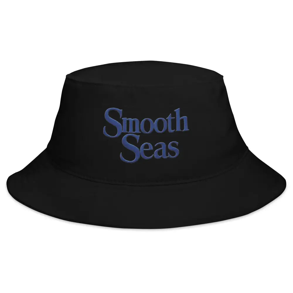 Black Smooth Seas embroidered bucket hat in chino cotton twill