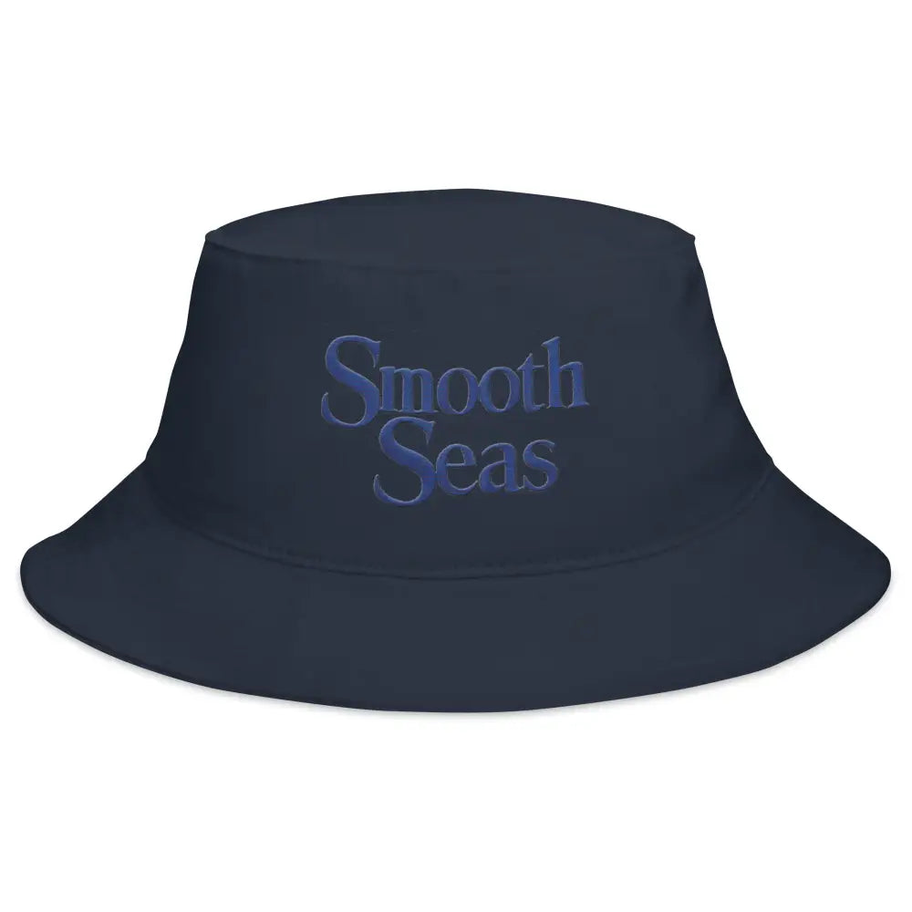 Navy blue embroidered bucket hat with Smooth Seas on front, Trini Skies Supply