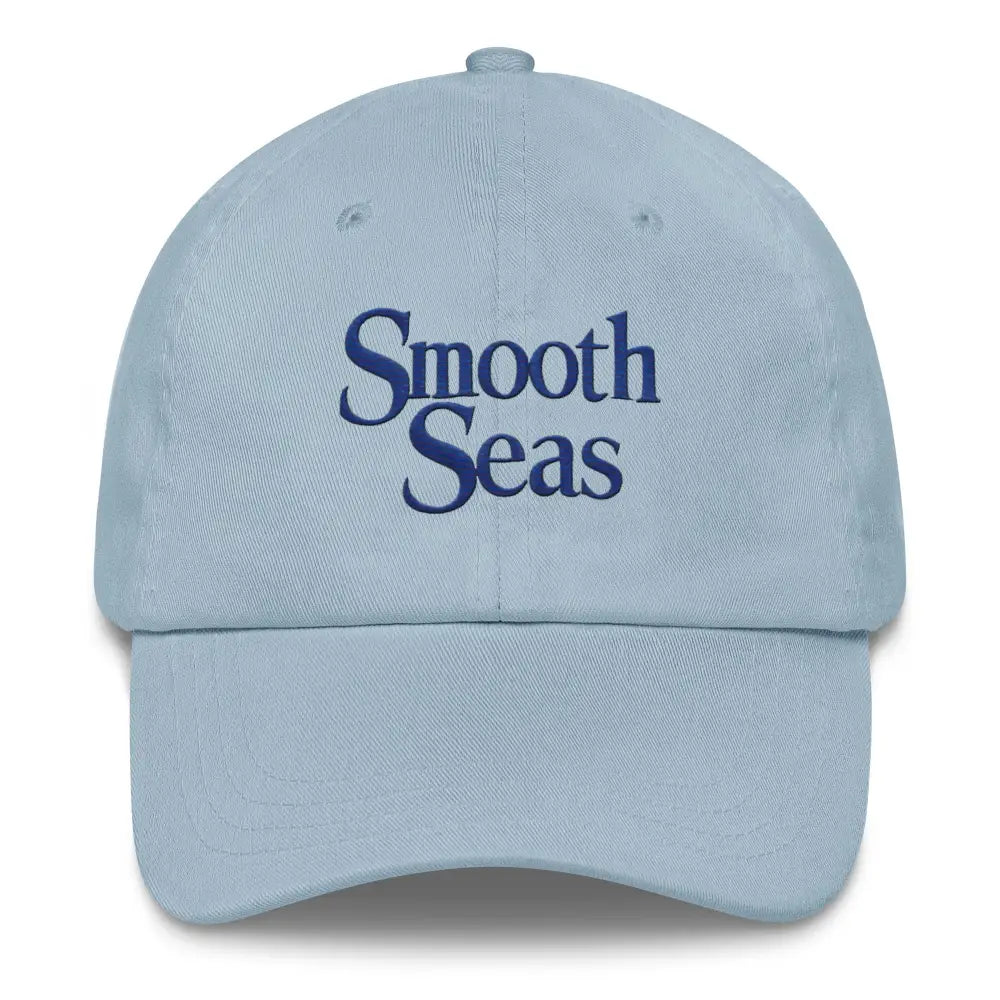 Light blue Trini Skies embroidered dad hat with Smooth Seas design