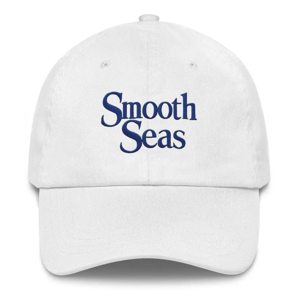 White Smooth Seas embroidered dad hat by Trini Skies