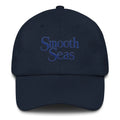 Navy blue embroidered dad hat with Smooth Seas on Trini Skies chino cotton twill