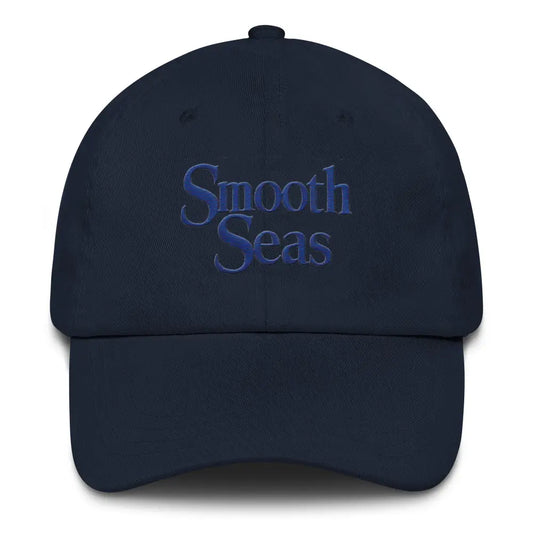 Smooth Seas Embroidered Dad Hat Nautical-Inspired Adjustable Cap - Navy - Hats navy blue baseball cap smooth 1