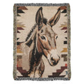 Southwestern donkey woven blanket with rustic desert animal tapestry portrait