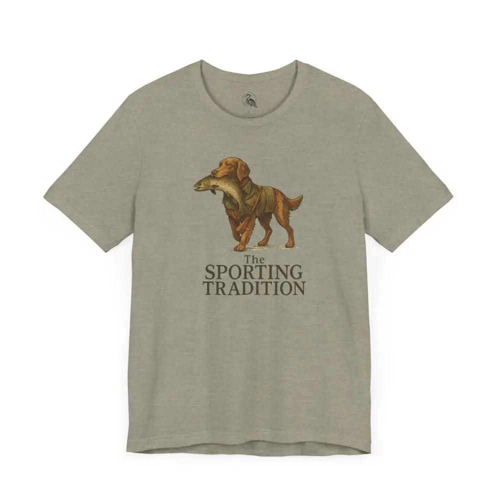 Sporting Tradition Golden Retriever Vintage T-Shirt with Dog and Fish Graphic