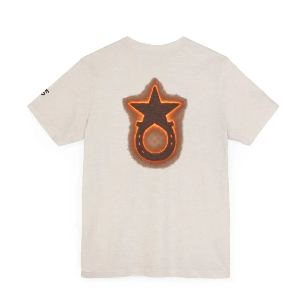 Trini Skies Supply Star Horseshoe Graphic Tee with Glowing Back Design