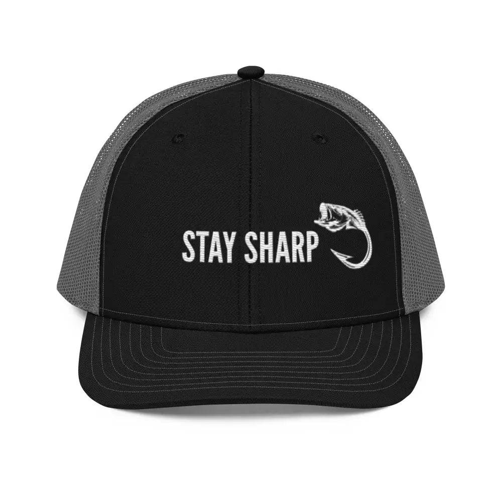Trini Skies Stay Sharp Fishing embroidered trucker hat with mesh back