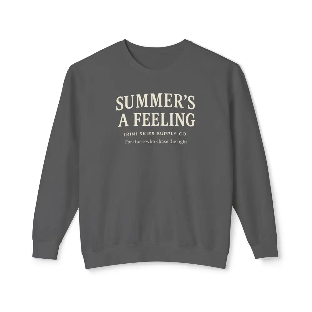 Dark gray long-sleeve Summer’s a Feeling Coastal crewneck sweatshirt