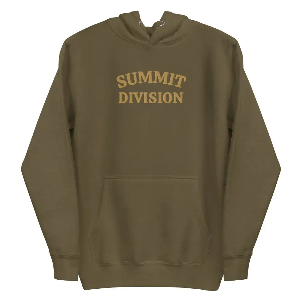 Olive green Summit Division Graphic Hoodie with pouch pocket