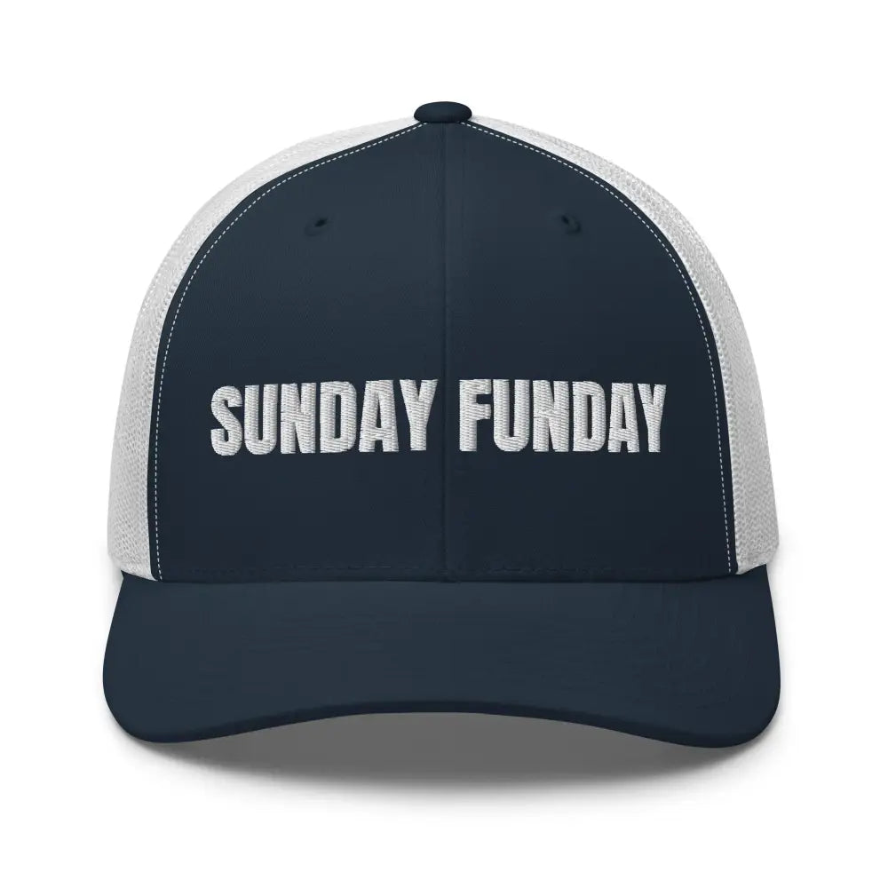 Trini Skies Sunday Funday embroidered mesh trucker hat