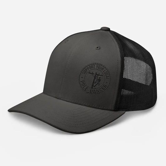 Support Your Local Pole Dancer Lineman Trucker Cap Hat - Hats dark gray trucker cap mesh 1