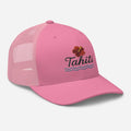 Pink Tahiti embroidered hat with tropical hibiscus flower