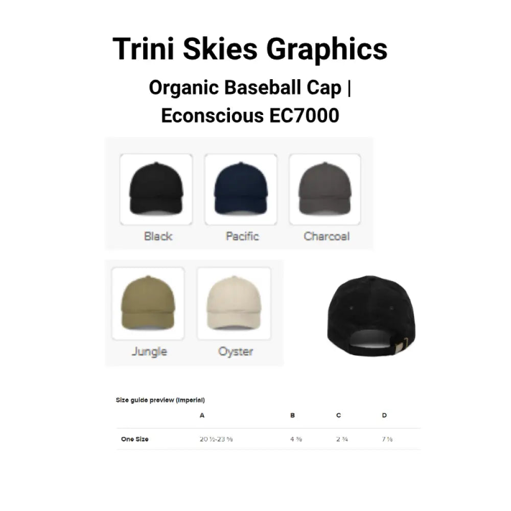 Embroidered organic cotton dad hat with Trini Skies bird design