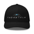 Tarantula embroidered trucker hat with blue spider and TARANTULA text